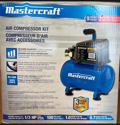 Selling 29 brand-new, unopened Mastercraft 2 Gallon Air Compressors, purchased from Canadian Tire. N...
