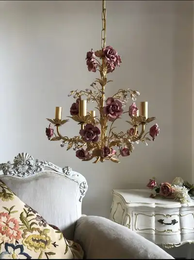 Italian Porcelain Fower Chandelier, View more