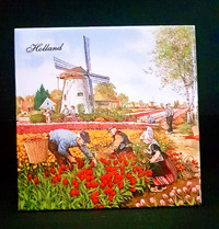 Vintage, Ter Steege,"Holland Tile," Tulip Pickers" by JC Van Hun