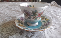 BONE CHINA CUP SAUCER - ROYAL ALBERT - TURQUOISE, JACOBEAN