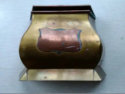 Atq. Tea Caddy solid brass-1930's/40's-hand made, View more