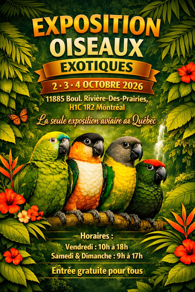 EXPOSITION D'OISEAUX 2-3-4 OCT 2026, View more