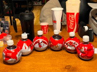 Coca-Cola 2010 X 6 Holiday Santa + Polar Bears Plastic Round Bot