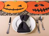NEW - Jack O' Lantern Halloween Placemat Table Runner (Set of 4)