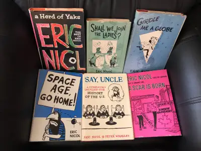  6 vintage Eric Nicol hardcover Canadian humour books, View more