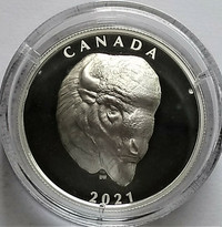 2021  CANADA $25 PURE SILVER COIN ~ BOLD BISON (99.99% pure) NEW