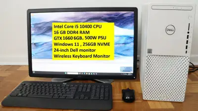 Intel Core i5 10400 6-Core desktop CPU 4.3 GHz. DELL OEM Motherboard with 16GB DDR4 RAM Asus GTX 166...