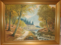 Antique landscape oil painting.