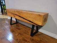 Custom made furniture benches live edge wooden beams timber