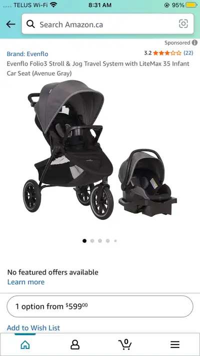 Evenflo folio3 stroller, car seat, and base for sale asking $2 50.00obo has a pam grease stain by th...