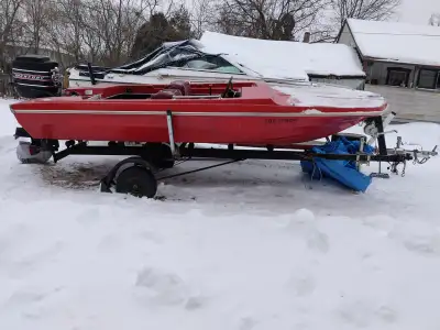 Red Northcraft Boat with Mercury 65HP Outboard Motor & Homemade Trailer – $950 OBO Red Northcraft-st...