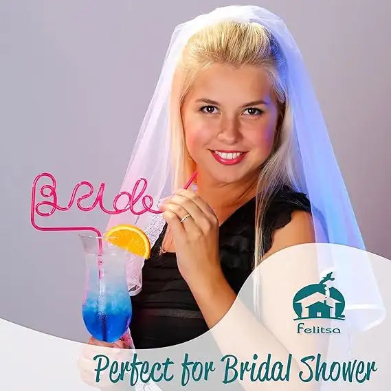 Big PINK sipping BRIDE STRAWS for Bachelorette, Bridal Party,