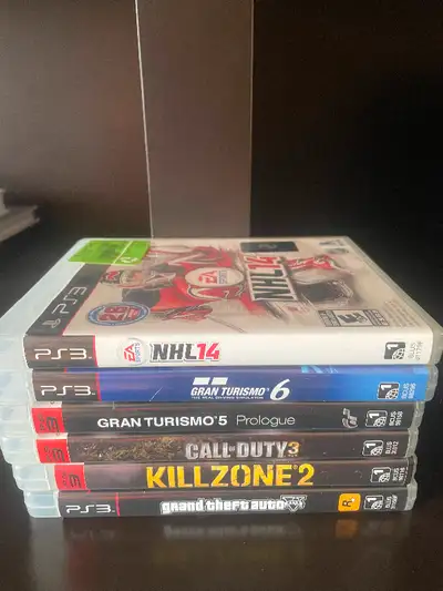 This is a set of 6 PlayStation 3 games: Gran Turismo 5 Prologue and 6, GTA V, Killzone 2, Call of Du...