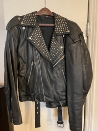 Cool vintage leather studded jacket
