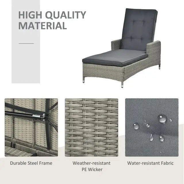 Patio PE Rattan Wicker Chaise Lounge Chair Outdoor 5-Position in Patio & Garden Furniture in Markham / York Region - Image 6