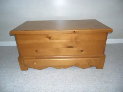 Solid wood box with lower drawer approx 39x24x19 inches