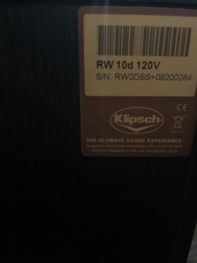 Klipsch 10” Subwoofer (RW 10d)  in Speakers, Headsets & Mics in Ottawa - Image 3
