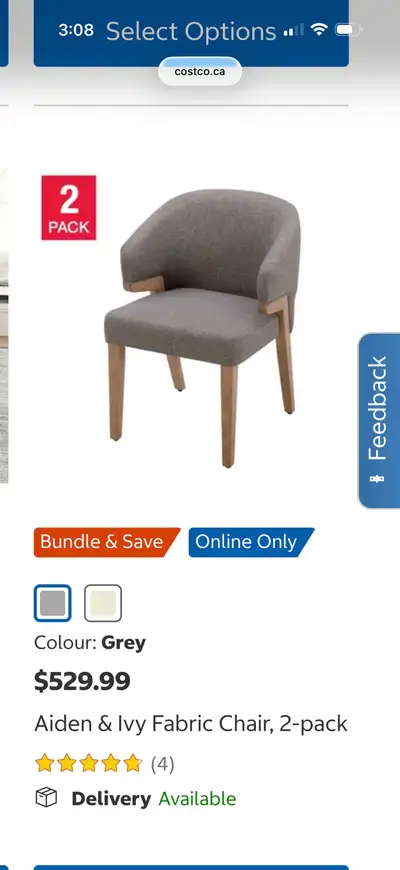 Brand New Aiden & Ivy Fabric Chair, 2-pack, View more