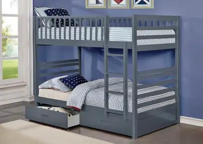 Contemporary Twin Bunk Bed with Drawers | Delivery Available, View more