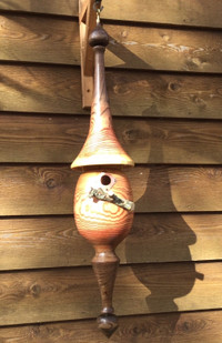 Hand-Crafted 2 piece White Ash Hanging Wooden Birdhouse #35
