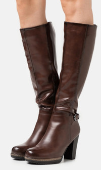 Aldo Knee High Brown Leather Winter Boots, Ladies Size 8