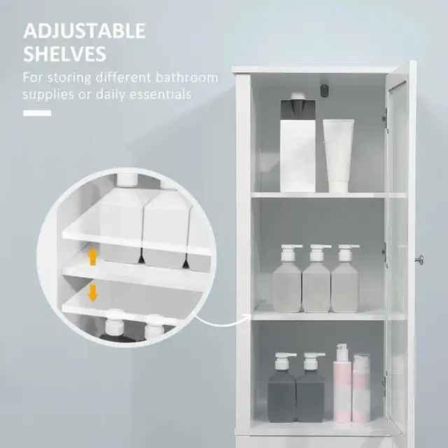 Tall Bathroom Cabinet with Tempered Glass Door in Cabinets & Countertops in Markham / York Region - Image 5