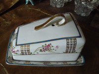 Beautiful Antique "Nippon"  Porcelain Covered Cheese Dish