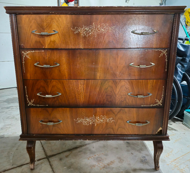 Wood Dresser w/ Marble Slab/4 Drawers (Calling All Refinishers) in Dressers & Wardrobes in Hamilton