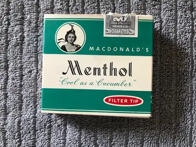 One empty vintage Macdonald's Menthol cigarette 20 pack available at Yesterday's Treasure Market at...