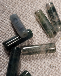 48pcs d'agate mousse naturelles 3x12mm Moss agate beads.