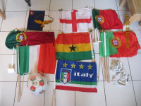 36 pc AssortedLotOf Euro/World CupSoccerFlags:Italy,Portugal etc