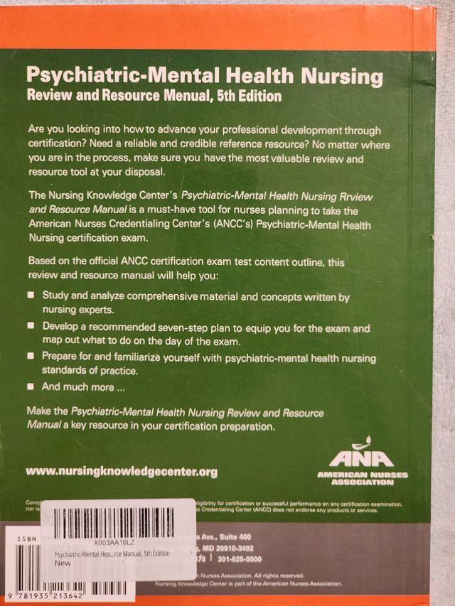 Psychiatric-Mental Health Nursing Review and Resource Manual  in Textbooks in St. Catharines - Image 2