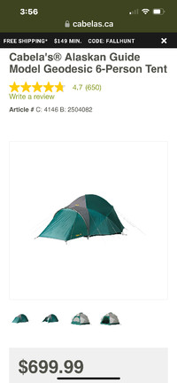 Sporting Goods - 6 person Alaskan Guide tent