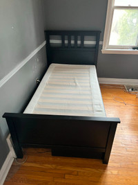 IKEA HEMNES Twin Bed with Storage, Mattress, and Box Spring