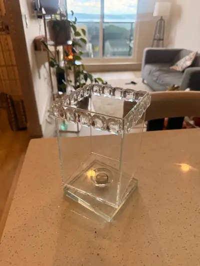 Glass Crystal 360 rotation + wall Art wooden vase with flowers , View more