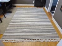 NEW Large Modern Ivory Grey Beige Textured Area Rug -6'6x9’