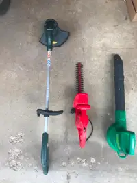 Electric weed eater, leaf blower and hedge trimmer