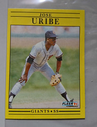 Vintage Jose Uribe 1991 Fleer Baseball #275 Trading Card