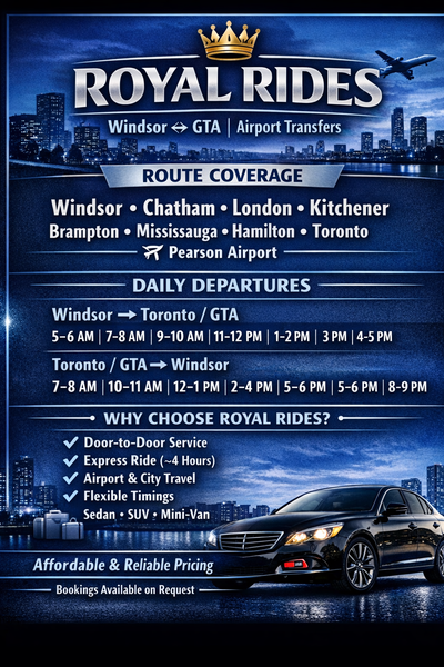 Windsor to Anywhere in Ontario – Reliable Shared & Private Rides! Traveling anywhere in Ontario? We...