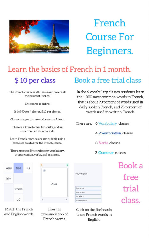 French teacher, tutor. Class for adults, kids. $ 10/class. in Tutors & Languages in City of Toronto - Image 4