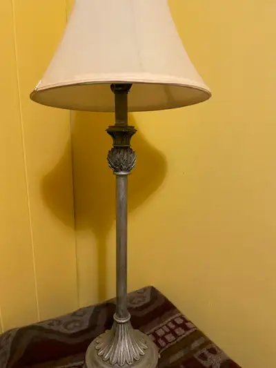Tall Pewter-Finish Buffet Console Lamp, View more