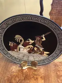 Greek hand painted plate and beautiful base