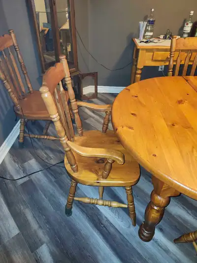 Oak table and chairs., View more