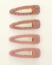 Pink Glitter hair clip (4ps)