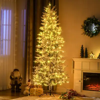 7.5' Pre Lit Arctic Fir Artificial Flocked Christmas Trees, View more
