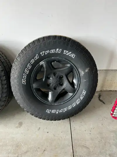 Details: Wheels: 16" Alloy, 6x139.7 bolt pattern (Fits Tacoma/4Runner). Tires: Excellent tread depth...