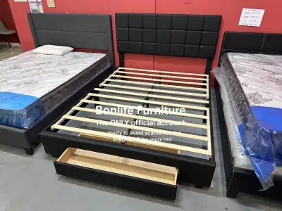 Brand new modern queen size storage bed frame on sale, slats included Only $269 , limited time offer...