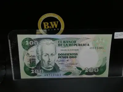 1985 Bank of Colombia 200 Pesos Oro Banknote, View more