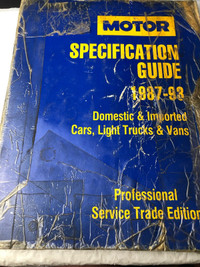 1987 - 1993 MOTOR SPECIFICATION GUIDE DOMESTIC IMPORT #M0016