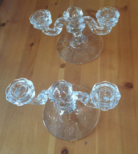 Two (2) dual Pinwheel Crystal Candle Holders (matching set)
